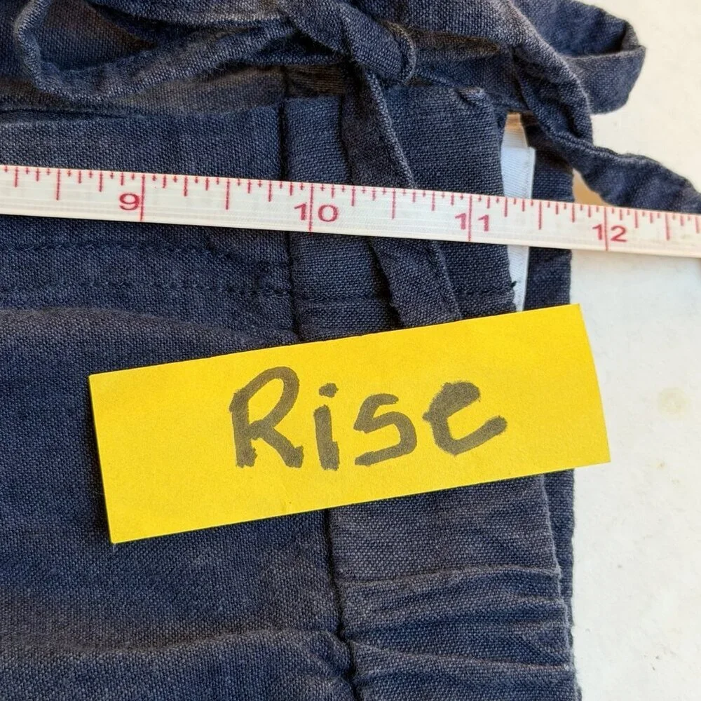 Liz Claiborne Pants Womens Large Blue Linen Cotton Elastic Waist Front Pockets